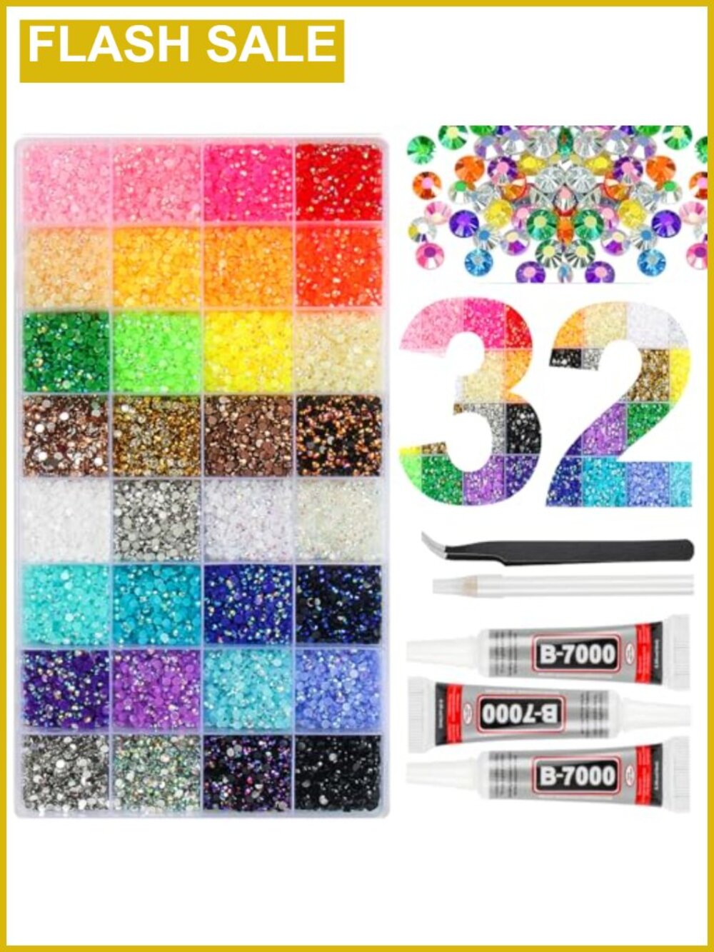 45000Pcs 3mm Jelly Rhinestones Bedazzling Kit with B7000 Glue